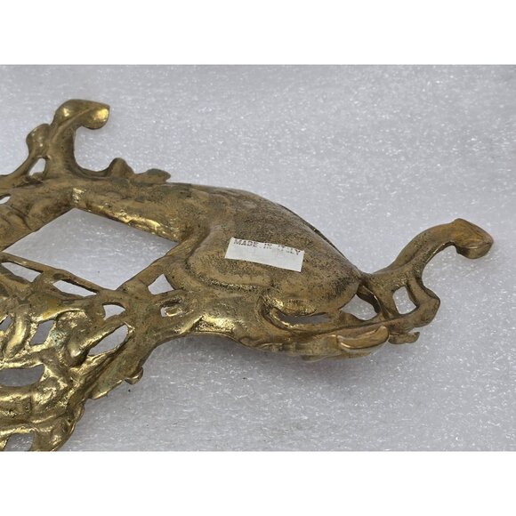 Vintage Ornate Art Nouveau Brass Footed Inkwell Holder With Intricate Details - Picture 3 of 3